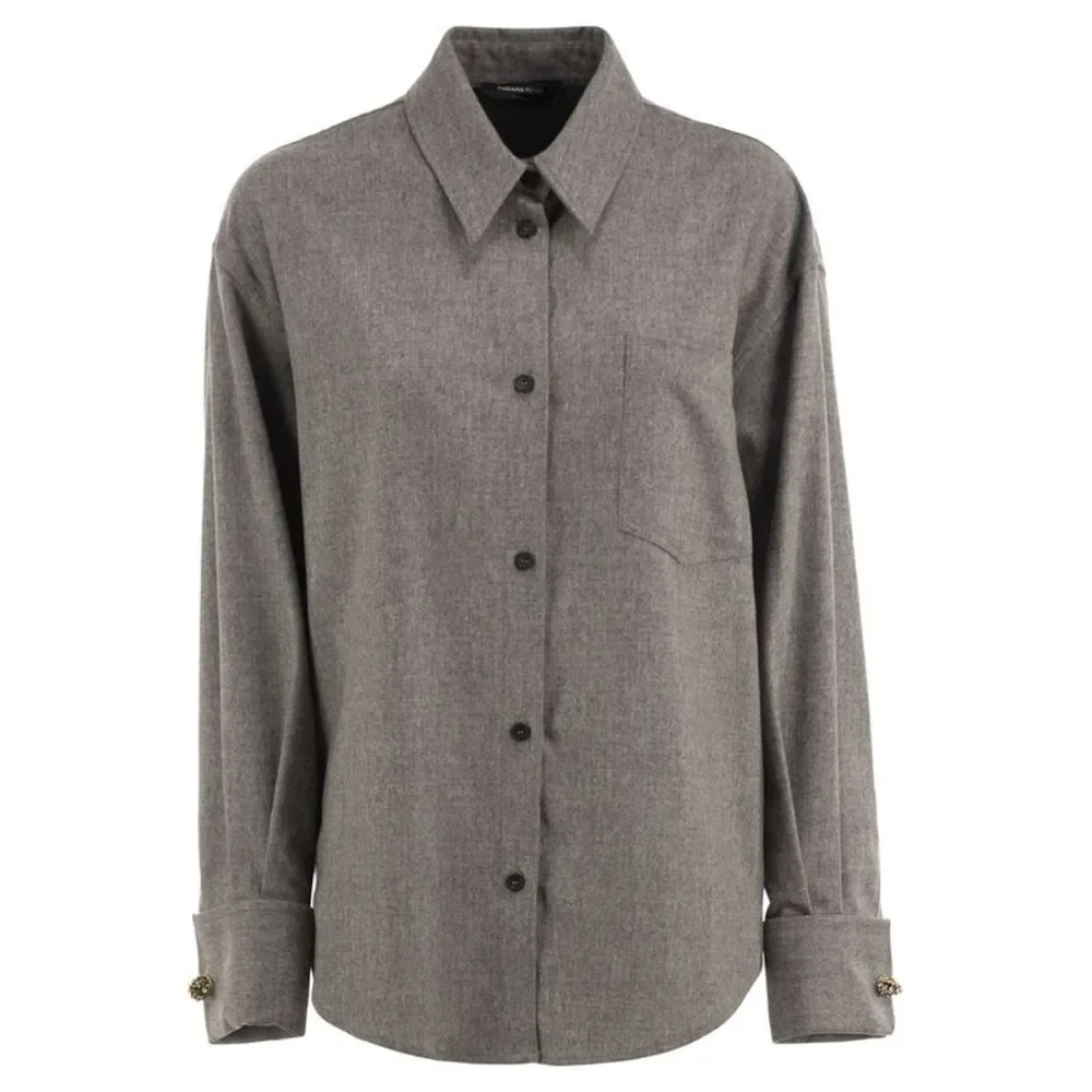 Fabiana Filippi Women Virgin Wool Flannel Shirt With Jewelled Details